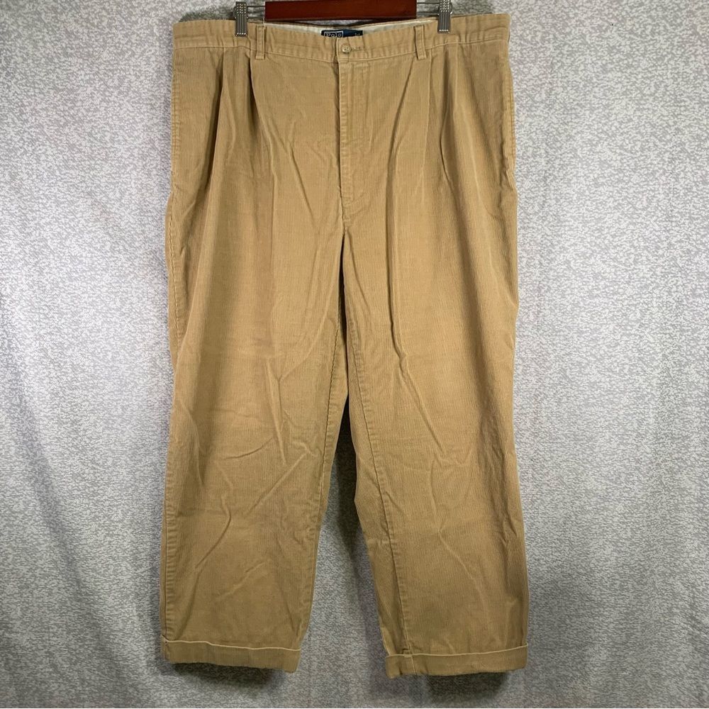 POLO BY RALPH LAUREN Men's 42x30 Pleated Front Brown Corduroy Cuffed Pants #936
